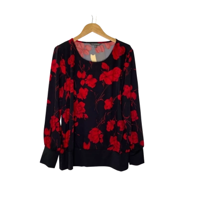 Liz Jordan Womens  Size XL Long Sleeve Top Black  / Red 
