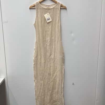 NEW - Pepper Mayo  Womens mesh Maxi Dress Beige 