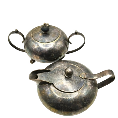 Vintage Stamped EPNS Silver Plated Teapot & Sugar Bowl. Very Tarnished But Should Polish Up Well - See Pics  (brica shelf)
