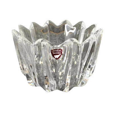 Orrefors Sweden Crystal Fleur Bowl, with Orrefors signature in the base with the Box.
