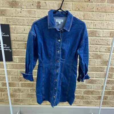 Country Road Womens  COTTON BLEND DENIM PANELLED MINI DRESS Size 8 