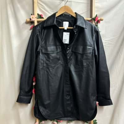 Womens H&M Faux Leather Shirt Jacket Size XS RRP $59.99