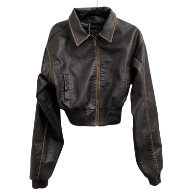 White Fox Womens  Size S / XS Bomber Jacket Brown 