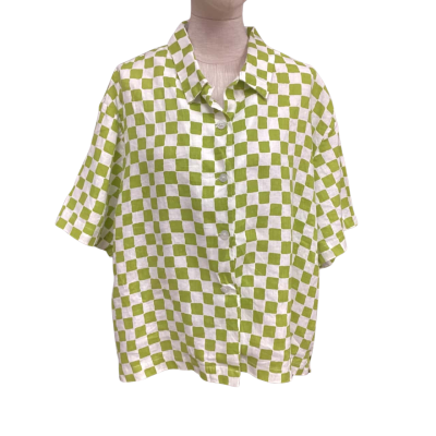 Holiday by Emma Mulholland Size XXXL Short Sleeve Shirt Checked / Green / White 