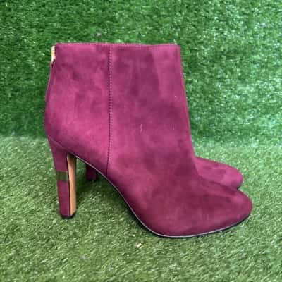 Nine West Clydesdale Maroon Suede Ankle Boots Size 7