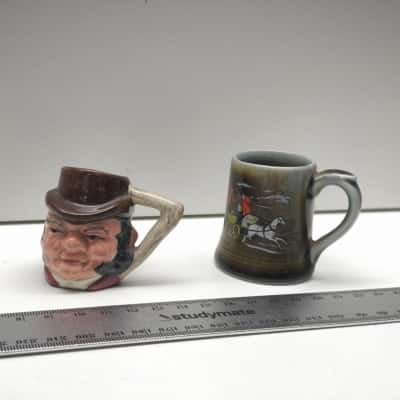 Vintage Miniature Character Jug & Irish Horse Coach Mini Mug Lot of 2
