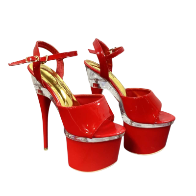  Shuzumiao High Heels Red/Clear Size 35