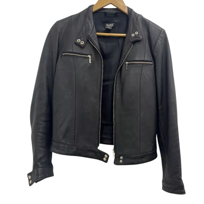  I Dare U Womens  Size 10 / S Biker Jacket / Leather Jacket Black / Genuine Leather