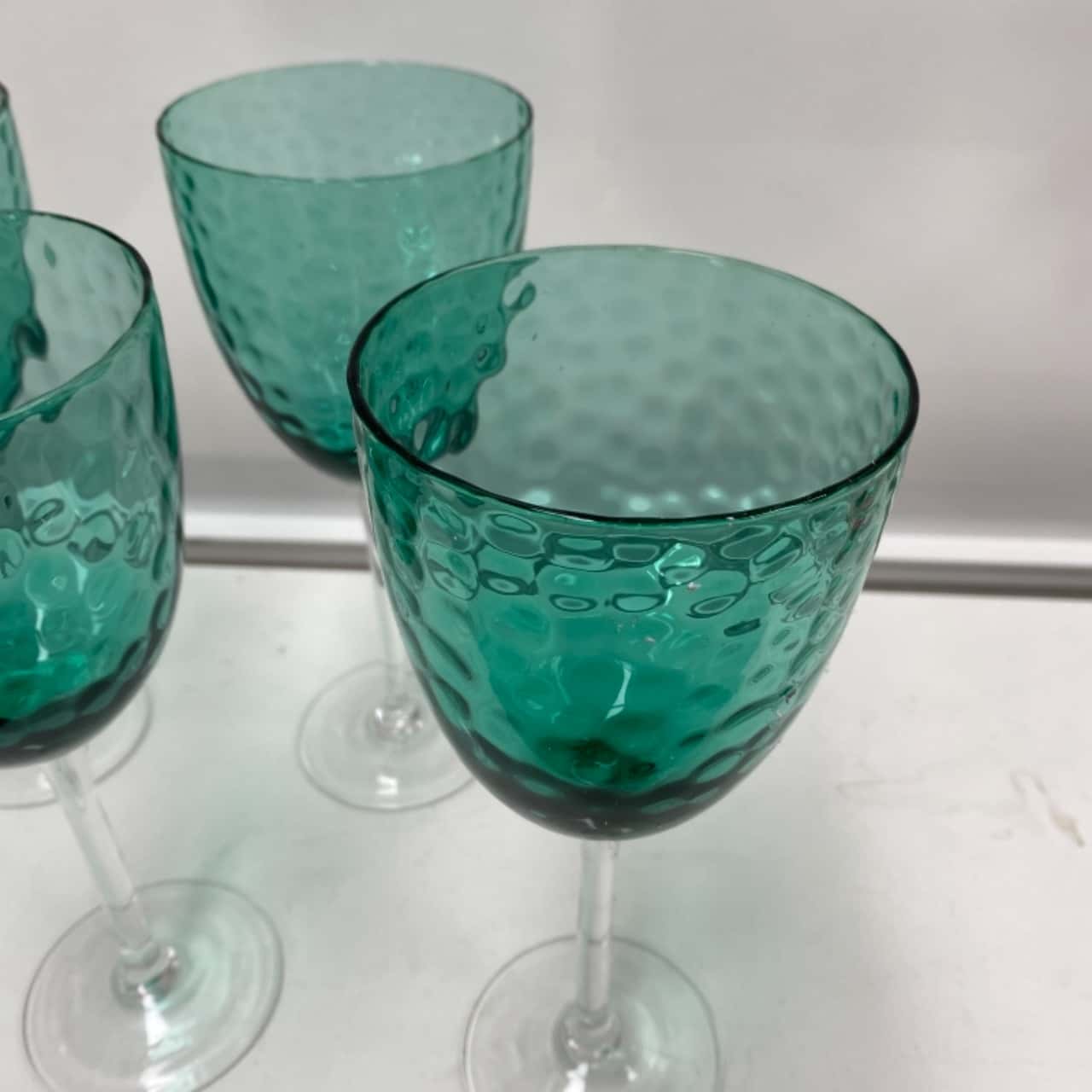 4 blue wine Glasses