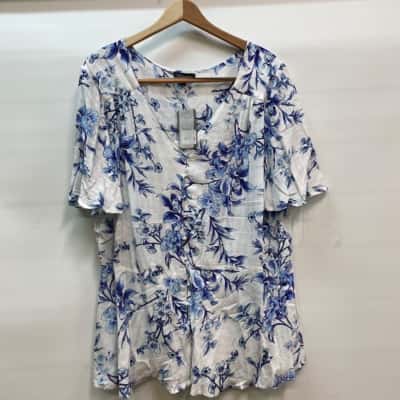 AUTOGRAPH Size 18 Blue Floral Blouse 