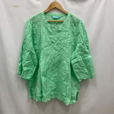 Blue Illusion Women's French Linen Top Size XXL Pistachio