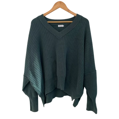 Arcaa Womens  Size M V-Neck Jumper Green 
