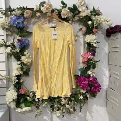 Sovere Womens  Size 14 Mini Dress White / Yellow 