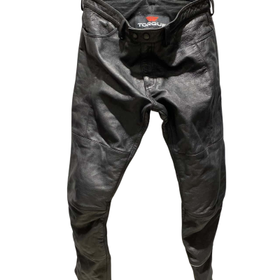 Torque Mens motorbike leather pant Size L Black  
