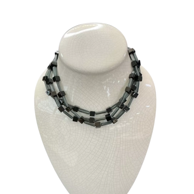 Sent brand Murano glass Necklace Black  / Grey 