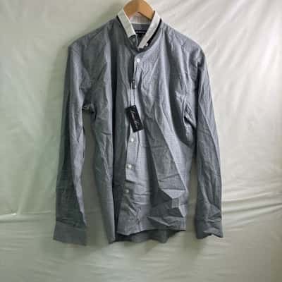  Lucas Como Mens Size L Long Sleeve Shirt Checked / Grey BNWT 