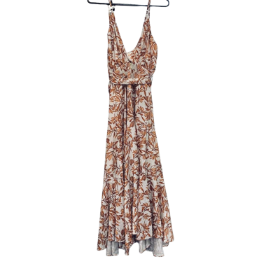 Elegant Vintage-Vibe: Pilgrim “Valerie” Leaf-Pattern Dress – Size 10