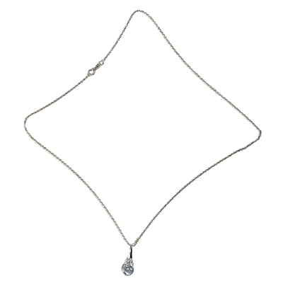 Sterling Silver Chain Necklace w/ Silver Droplet Pendant