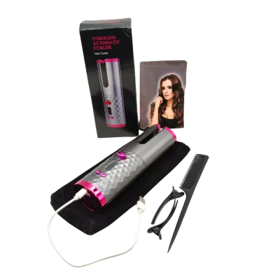 Cordless Automatic Hair Curler In Box With Accessories & Instruction Leaflet - Includes USB Cable For Charging - (Mixed Elec)