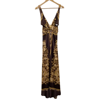  Alice Underground Womens  Size S Sleeveless Dress  Brown / Yellow / Paisley Pattern