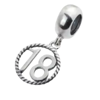  Women's Sterling Silver Charm 18th Birthday