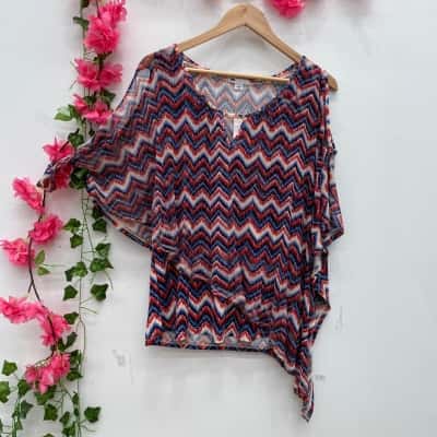 Rockmans Womens Sleeveless Top with Kimono Sleeve Cover Size S Multicoloured 