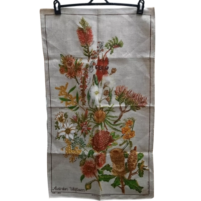 Collectable Native Australian Wildflowers Pure Linen Tea Towel 81 X 47 CM