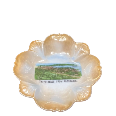 Victoria China peach lustreware souvenir trinket bowl