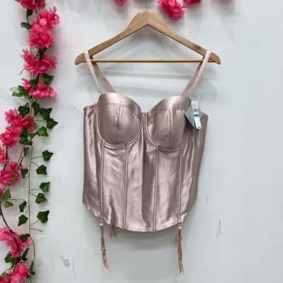 Fine Lines Womens 4 Way Convertible Bustier Size 40C Nude 