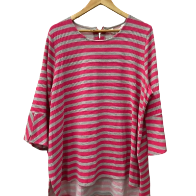 Virtuelle Womens  Size L 3/4 Sleeve Top Grey / Pink  