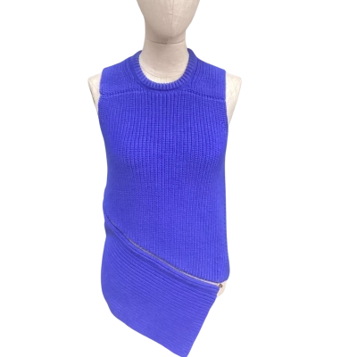 Alexander Wang Womens  Size M Sleeveless Top Blue With Zip