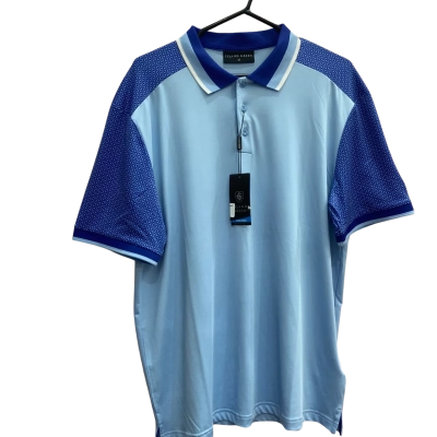 Island Green Mens Size XL Blue Abstract Polo Shirt