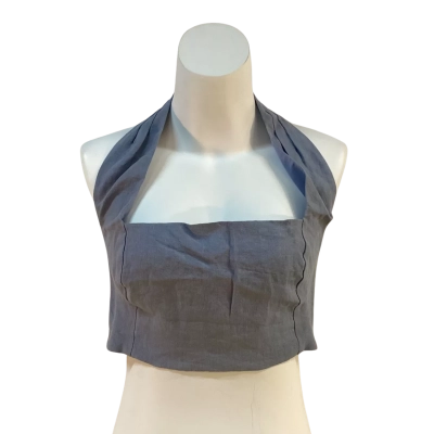 AERE Women's Size 16 Light Blue Halter Neck Top