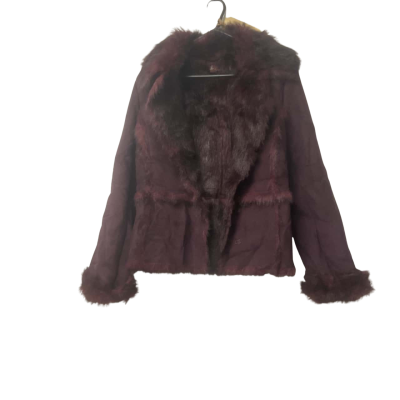 Womens Endless Size M Fur Coat Maroon 