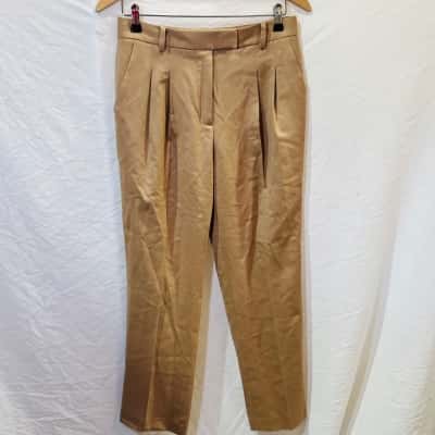 TRENERY Size 10 Wool Pleated Pants Beige 
