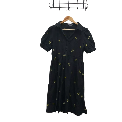 Mirrou Womens  Size 14 Midi Dress Black  