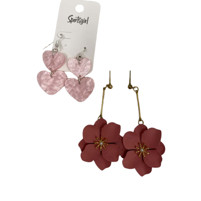 Women's Earrings Pink 2Pairs Costume Jewellery 