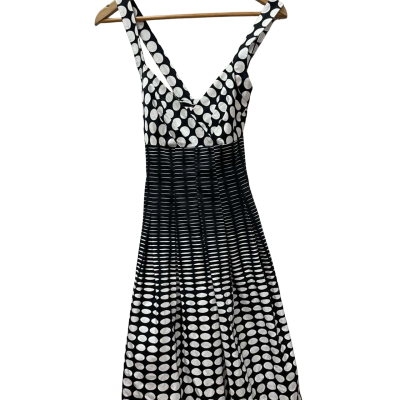 Calvin Klein Women's  Size 4 Midi Dress Black  / Polka Dot / White 