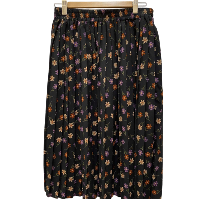 Princess Highway Womens  Size 12 Midi Skirt / Pleated Skirt Black  / Floral 