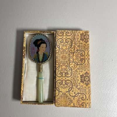 Little Chinese Hand Held Mirror With Jade