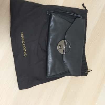Mimco Womens Black Leather Envelope Pouch VGUC   