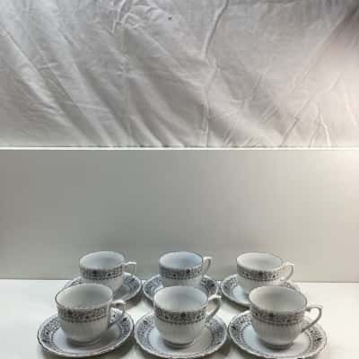 Gray Scroll Porcelain Dinner And Tea Set