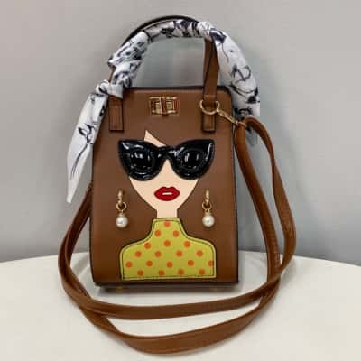  Womens Small Cross Body Bag / Handbag Brown 