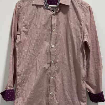 Ted Baker Mens Shirt Size 2 Pattern / Red / White 