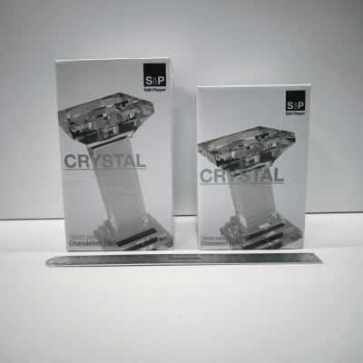 Salt&Pepper S&P Crystal Chandelier Candleholder Set Pair 19cm 14cm Boxed