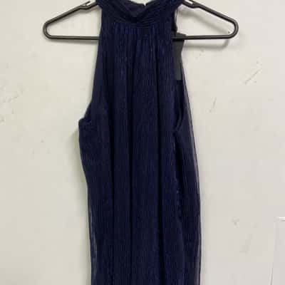 Portmans Womens  Size 8 Halter Neck Top / Sleeveless Top Navy Blue 
