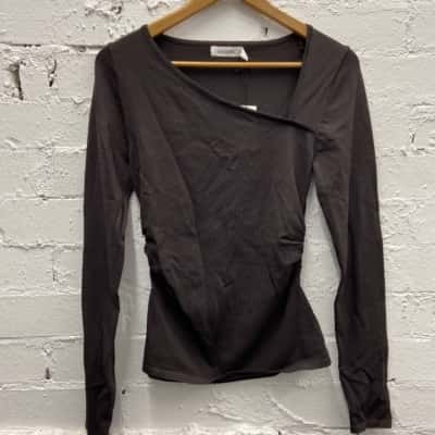 Glassons Size L Long Sleeve Top Dark Brown RRP $39.99