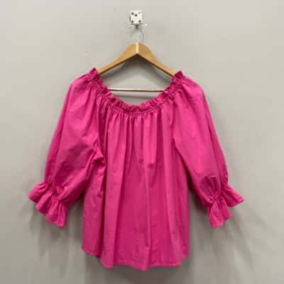 Label of Love Womens  Size XL 3/4 Sleeve Shirt Bright Pink  