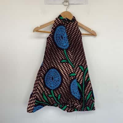 Grass-Fields Brown Pattern SLeeveless Cotton Dress Size 6 