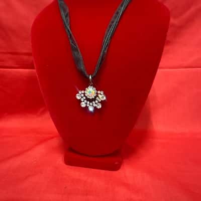  Women's Black Ribbon and Cord Choker Necklace 